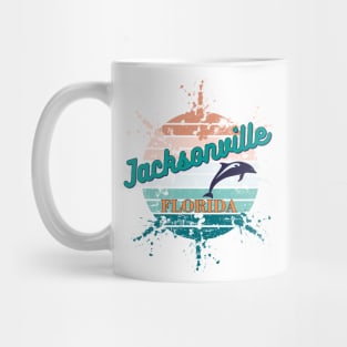 Jacksonville Florida Exploding Retro Sunset Mug